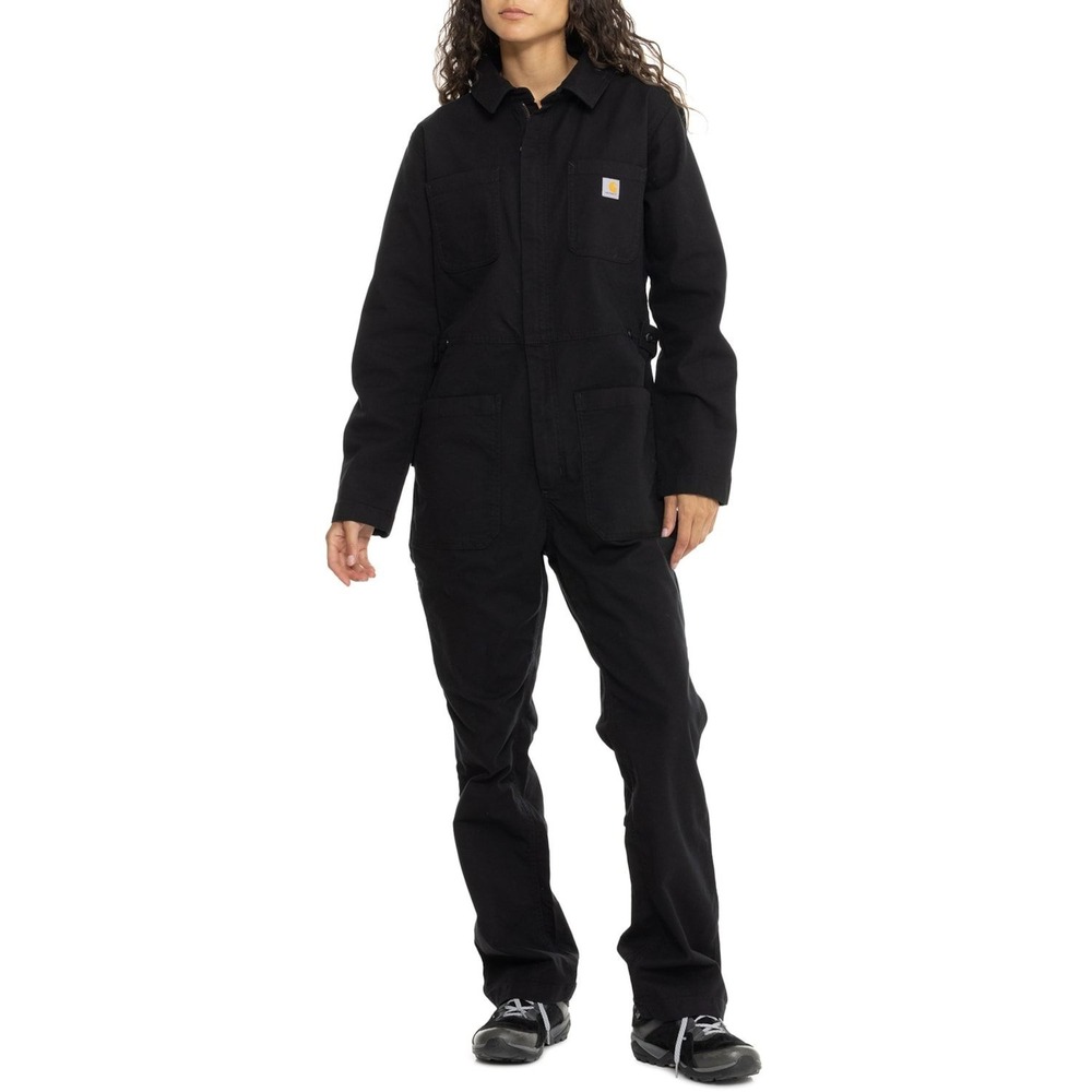 Carhartt‎ Coverall Women XL Black Rugged Flex Canvas Relaxed Fit BN6071-W